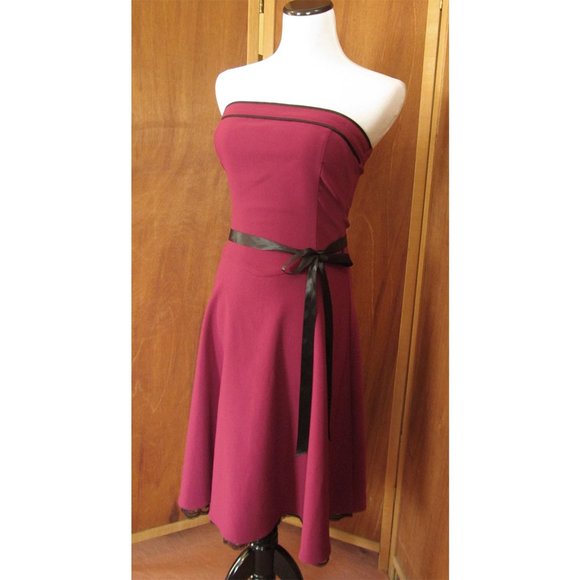 Vintage Ruby Rox Gypsy Swing Burgundy Strapless Cocktail Party/Prom Dress S5 - Picture 3 of 7